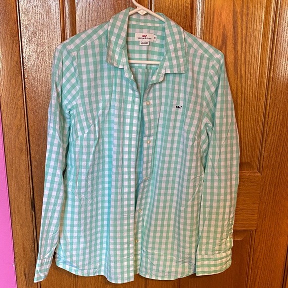 Vineyard Vines Green and White Checkered Button Down Shirt - Picture 1 of 3